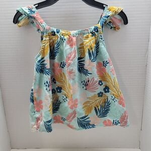Jumping Beans Girls Tropical Floral Ruffle Top Size 5 Summer